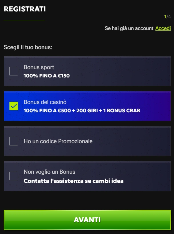 RTBet Casino Passo Iniziale della Registrazione
