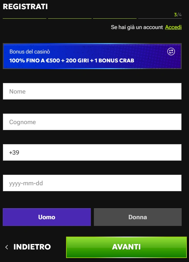 RTBet Casino Passo Terziario della Registrazione